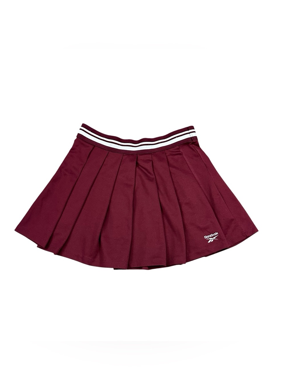 Reebok Girls Size 10 Burgundy Pleated Tennis Skirt Striped Waist Athletic Preppy